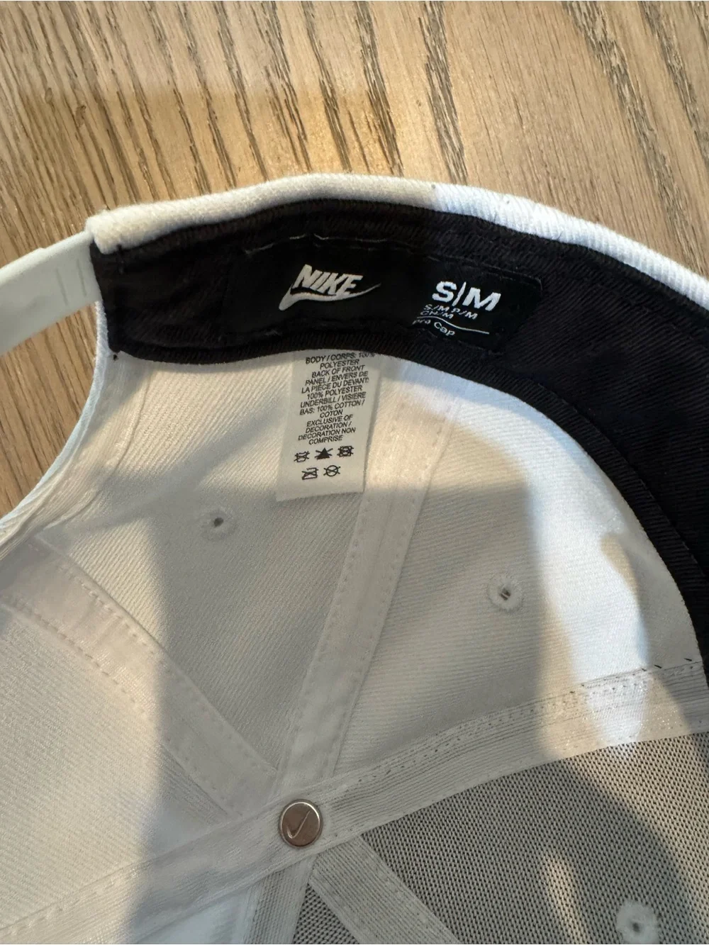 Nike White Kids Hat with Black Swoosh Logo